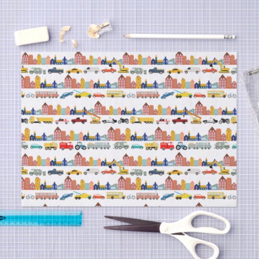 Stadsvervoermiddelen Vrachtauto's Auto's Kinderen Tissuepapier (Craft)
