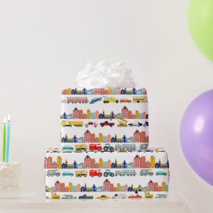 Stadsvervoermiddelen Vrachtwagens Auto's Kinderen Cadeaupapier