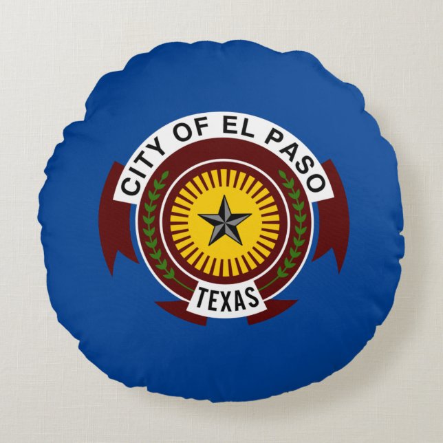 Stadsvlag El Paso (Texas) Rond Kussen (Voorkant)