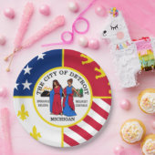 Stadsvlag in Detroit Papieren Bordje (Feest)
