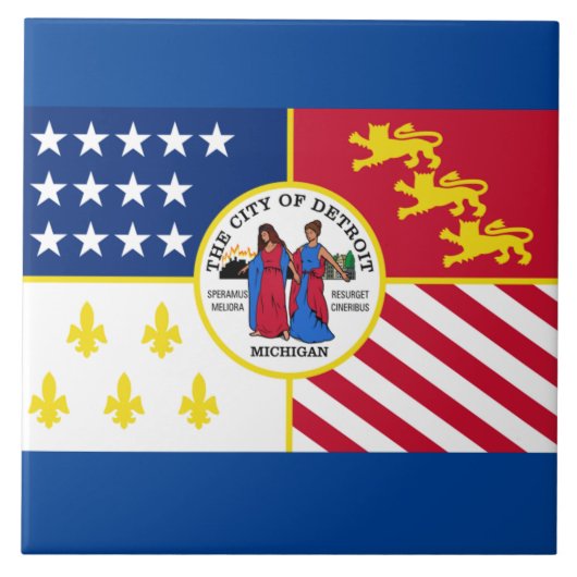 Stadsvlag in Detroit Tegeltje (Voorkant)
