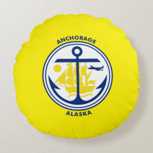 Stadsvlag rondreis van de stad Anchorage (Alaska) Rond Kussen