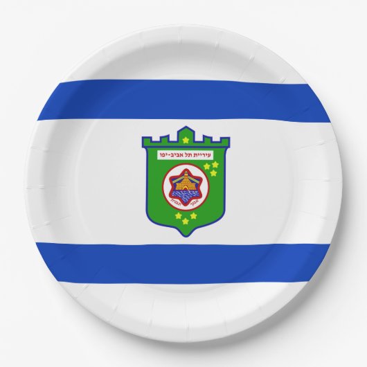 Stadsvlag Tel Aviv (Israël) Papieren Bordje (Voorkant)