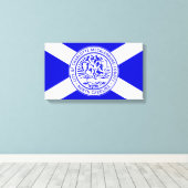 Stadsvlag van Charlotte (North Carolina) Canvas Afdruk (Insitu (Houten vloer))