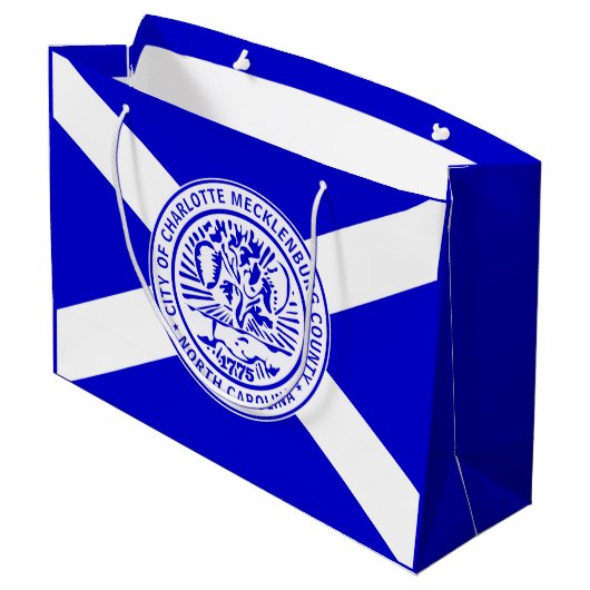 Stadsvlag van Charlotte (North Carolina) Groot Cadeauzakje (Achterkant Gekanteld)