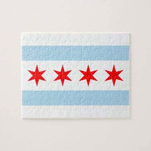 Stadsvlag van Chicago puzzel (Horizontaal)