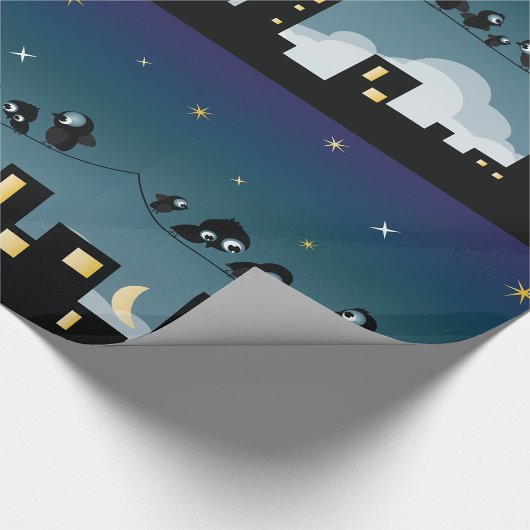 Stadsvogels op een luchthemel cadeaupapier