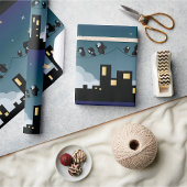 Stadsvogels op een luchthemel cadeaupapier