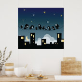 Stadsvogels op een luchthemel poster (Keuken)