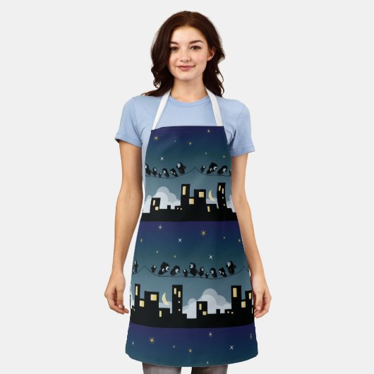 Stadsvogels op een luchthemel schort (Gedragen)