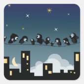 Stadsvogels op een luchthemel vierkante sticker (Voorkant)