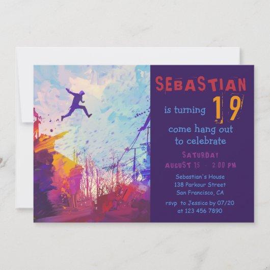 Stadsvrij rondlopen 19e verjaardag van Parkour Kaart (Voorkant)