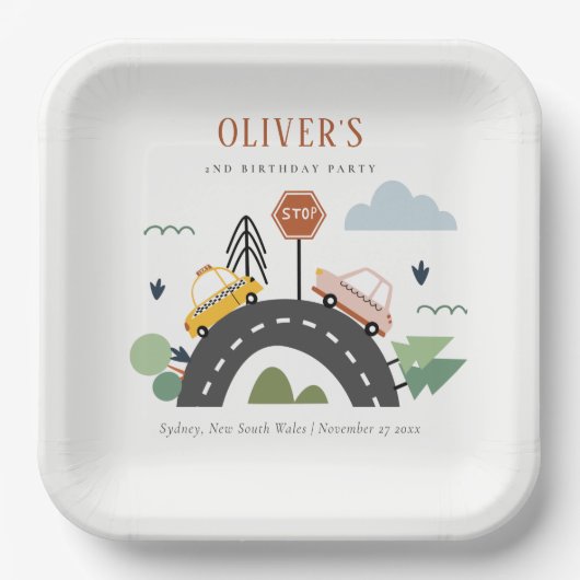 Stadswagen Kinder autoweg Elke dag van de avond Papieren Bordje (Voorkant)