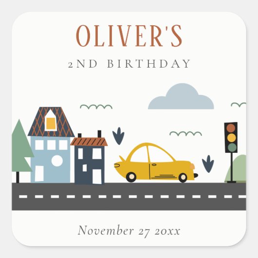 Stadswagen Kinder autoweg Elke dag van de avond Vierkante Sticker (Voorkant)