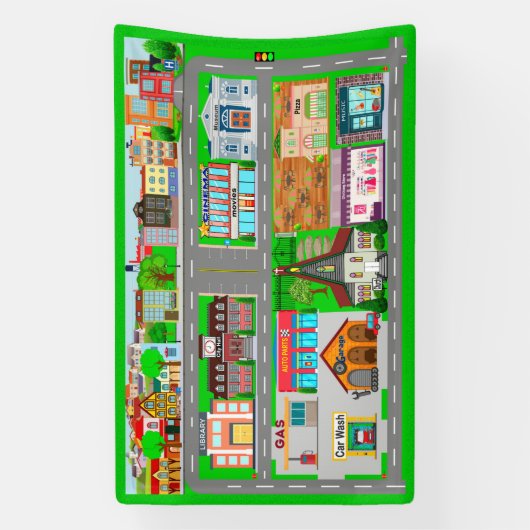 Stadswegen voor auto's 2 1.2' x 4' spandoek (Verticaal)