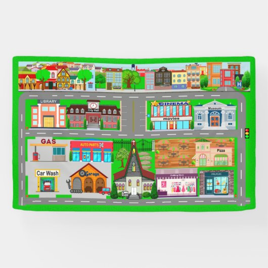 Stadswegen voor auto's 2 1.2' x 4' spandoek (Horizontaal)