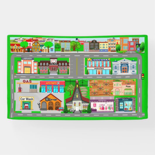 Stadswegen voor auto's 3x5-banner spandoek (Horizontaal)