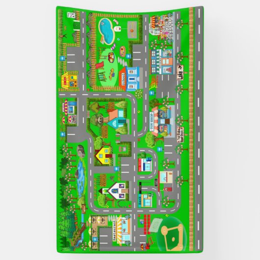 Stadswegen voor auto's 3x5-banner spandoek (Verticaal)