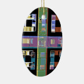 Stadswoningen 's nachts keramisch ornament (Rechts)