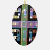 Stadswoningen 's nachts keramisch ornament (Links)