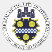Stadszegel in Pittsburgh Ronde Sticker (Voorkant)