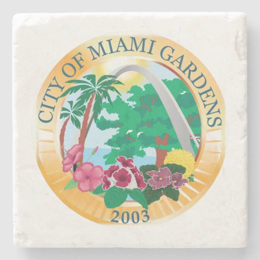 Stadszegel Miami Gardens (Florida) Stenen Onderzetter (Voorkant)