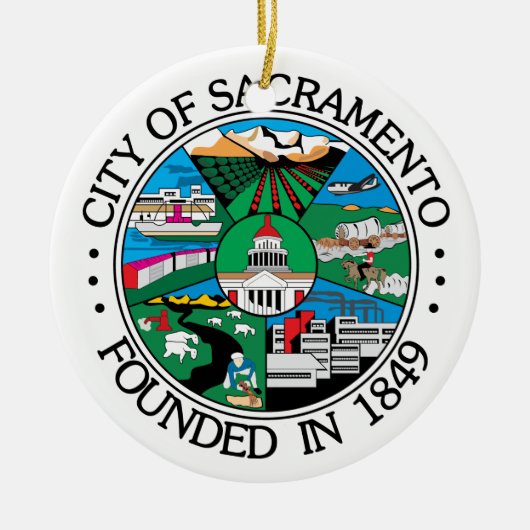 Stadszegel Sacramento Keramisch Ornament (Voorkant)