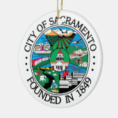 Stadszegel Sacramento Keramisch Ornament (Links)
