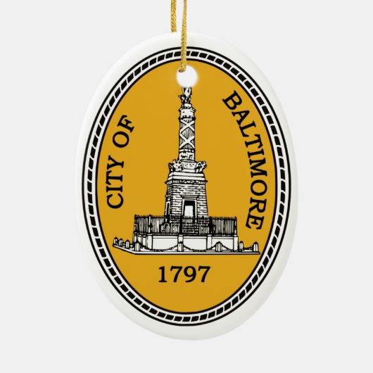 Stadszegel van Baltimore, MD Keramisch Ornament (Achterkant)