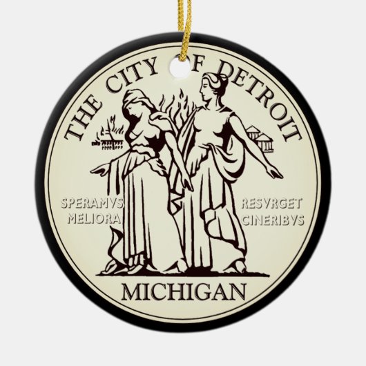 Stadszegel van Detroit Keramisch Ornament (Voorkant)
