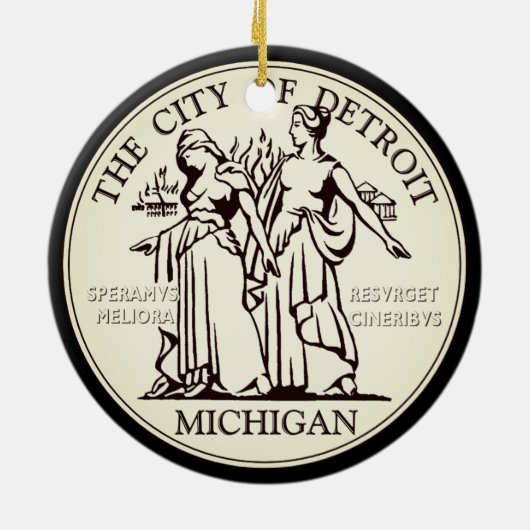 Stadszegel van Detroit Keramisch Ornament (Achterkant)