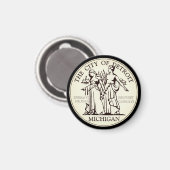 Stadszegel van Detroit Magneet (Voorkant / Achterkant)