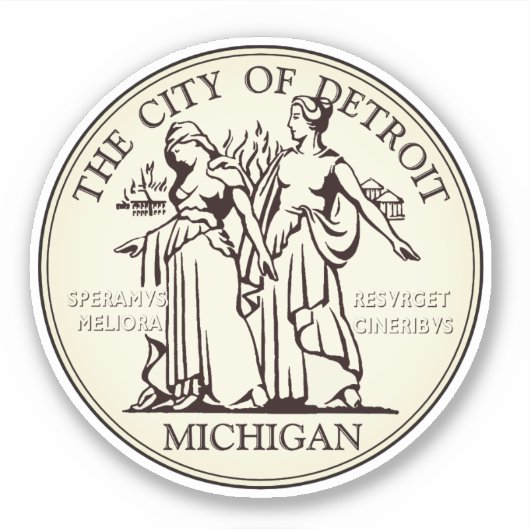 Stadszegel van Detroit Sticker (Voorkant)