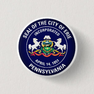 Stadszegel van Erie, Pennsylvania Ronde Button 3,2 Cm