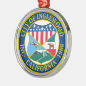 Stadszegel van Inglewood Californië Metalen Ornament (Links)