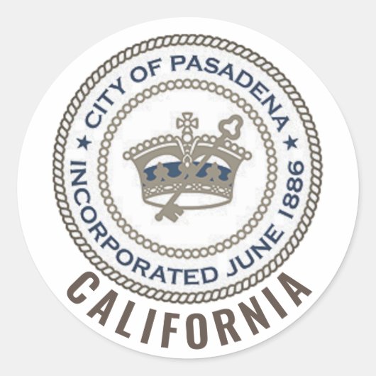 Stadszegel van Pasadena, Californië Ronde Sticker (Voorkant)