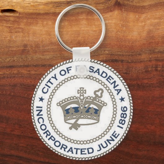 Stadszegel van Pasadena, Californië Sleutelhanger (Achterkant)