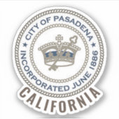 Stadszegel van Pasadena, Californië Sticker (Voorkant)