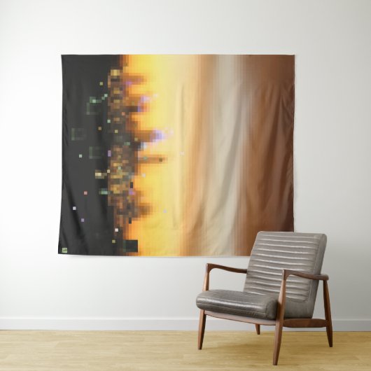 Stadszonsonderste digitale kunstpixelblokken wandkleed (In Situ (horizontaal))