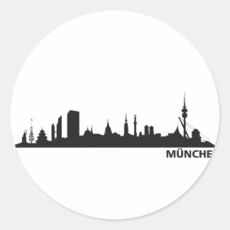 Stadt München - Skyline 1c Ronde Sticker