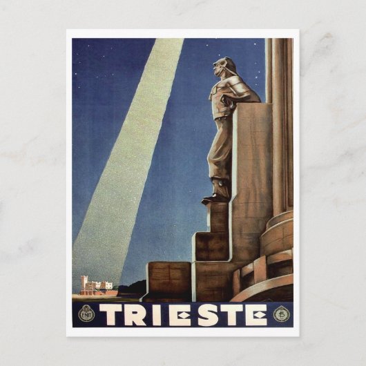 Stadt Trieste, Italië. Nacht hemel. Vintage Briefkaart (Voorkant)