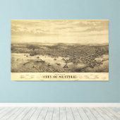 Stadt van Seattle Puget Sound Washington Map (1878 Canvas Afdruk (Insitu (Houten vloer))