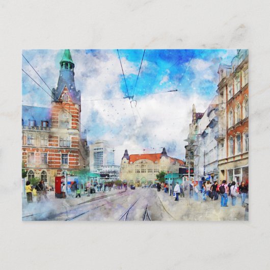 Stadtansicht von Erfurt in Thüringen. Aquarell. Briefkaart (Voorkant)