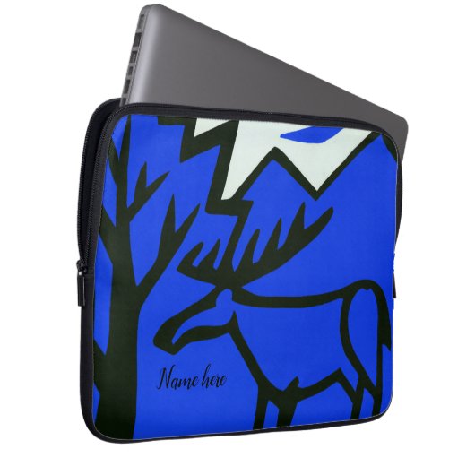 Staf in bergen, naïef abstract laptop sleeve (Voorkant Rechts)