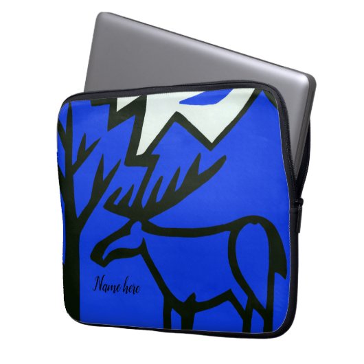 Staf in bergen, naïef abstract laptop sleeve (Voorkant Links)