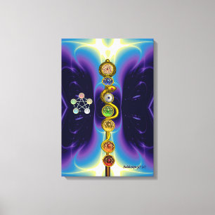 STAF VAN ASCLEPIUS 7 CHAKRA'S, YOGA, SPIRITUELE EN CANVAS AFDRUK