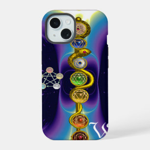 STAF VAN ASCLEPIUS 7 CHAKRA'S, YOGA, SPIRITUELE EN iPhone 15 CASE