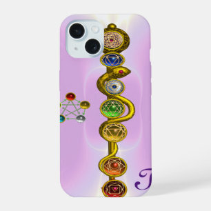 STAF VAN ASCLEPIUS 7 CHAKRA'S, YOGA, SPIRITUELE EN iPhone 15 CASE
