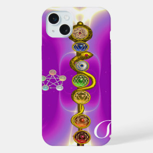 STAF VAN ASCLEPIUS 7 CHAKRA'S, YOGA, SPIRITUELE EN iPhone 15 PLUS CASE