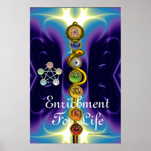 STAF VAN ASCLEPIUS 7 CHAKRA'S, YOGA, SPIRITUELE EN POSTER